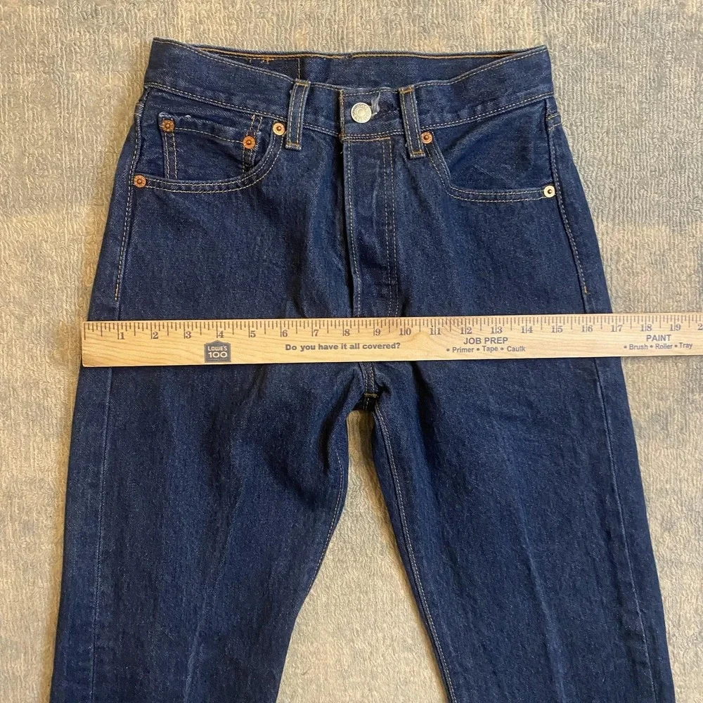 Levis 501 Jeans Mens 27x31 Blue Dark Wash Straight 100% Cotton Denim Pants READ*